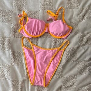 Wild Fable Vibrant Pink Bikini with Orange Accents